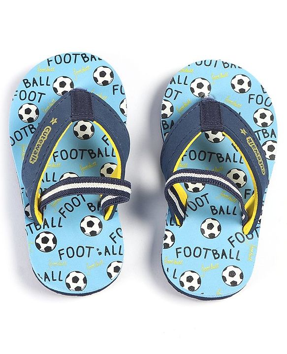 Cute Walk by Babyhug Slip Flop Flops with Back Strap & Football Print - Blue