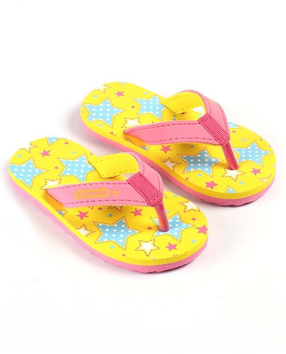 Cute Walk by Babyhug Slip On Flip Flops Stars Print- Yellow
