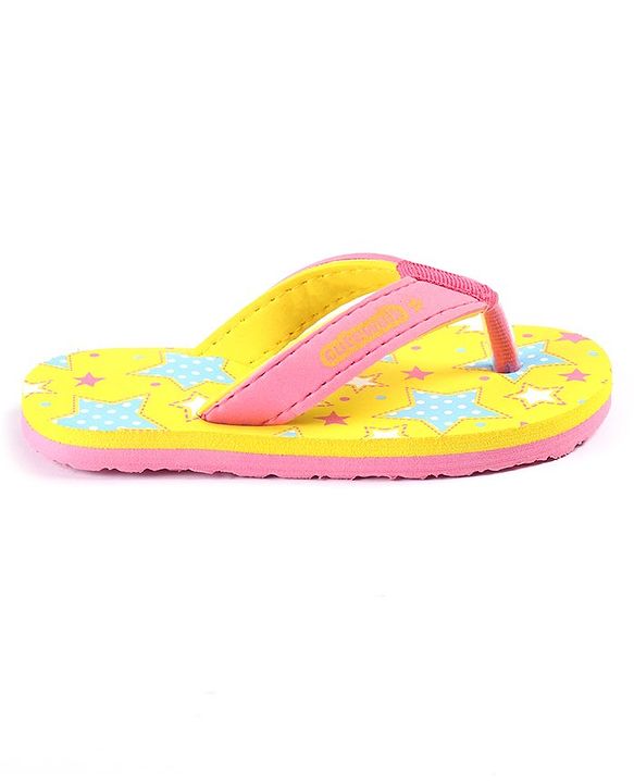 Cute Walk by Babyhug Slip On Flip Flops Stars Print- Yellow