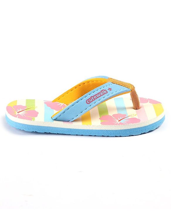 Cute Walk by Babyhug Slip On Flip Flops with Floral Print - Multicolour