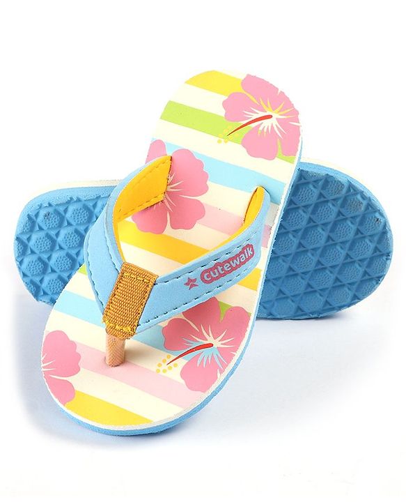 Cute Walk by Babyhug Slip On Flip Flops with Floral Print - Multicolour