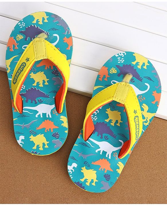 Cute Walk by Babyhug Slip On Flip Flops Dino Print - Blue