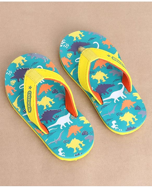 Cute Walk by Babyhug Slip On Flip Flops Dino Print - Blue