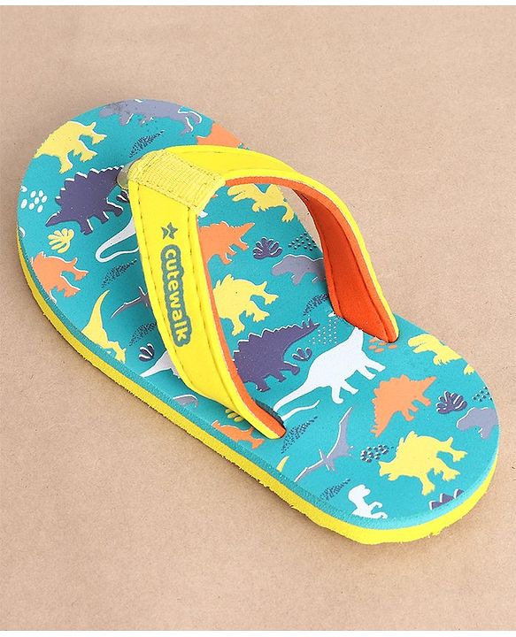Cute Walk by Babyhug Slip On Flip Flops Dino Print - Blue