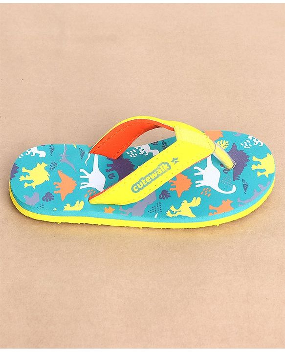 Cute Walk by Babyhug Slip On Flip Flops Dino Print - Blue