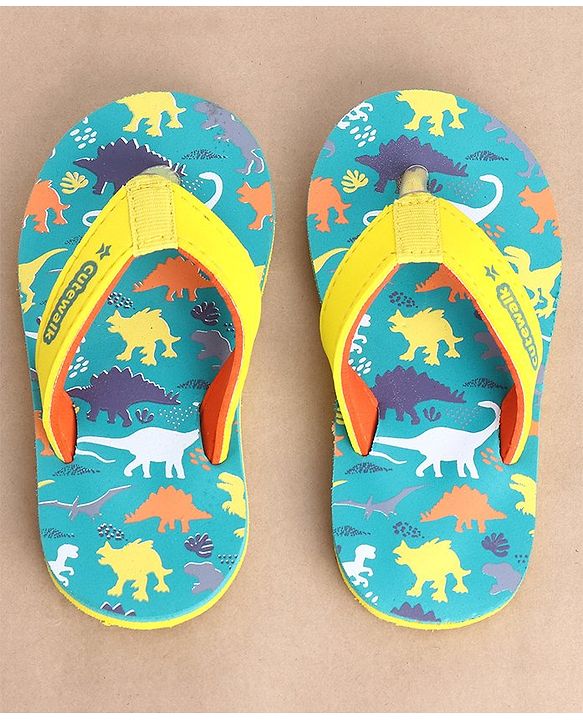 Cute Walk by Babyhug Slip On Flip Flops Dino Print - Blue