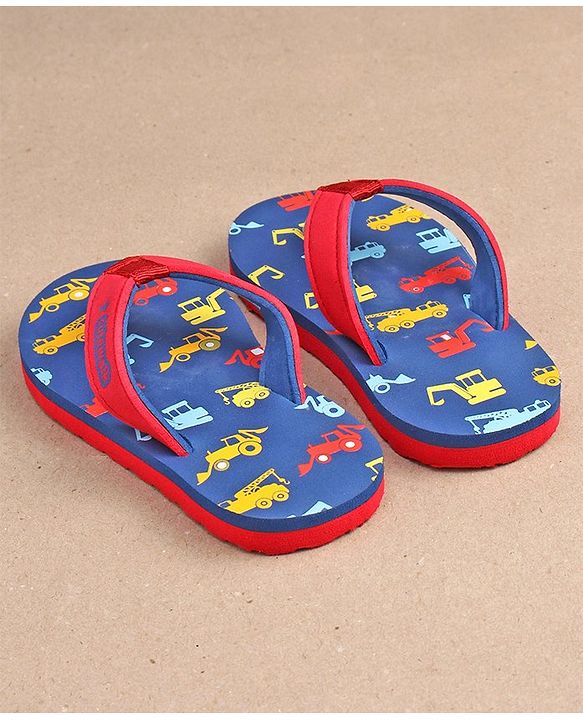 Cute Walk by Babyhug Slip On Flip Flops JCB Print - Blue