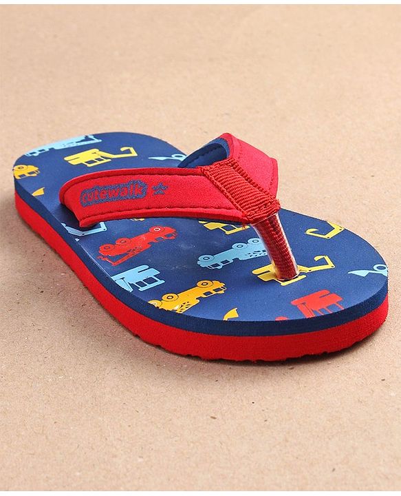 Cute Walk by Babyhug Slip On Flip Flops JCB Print - Blue