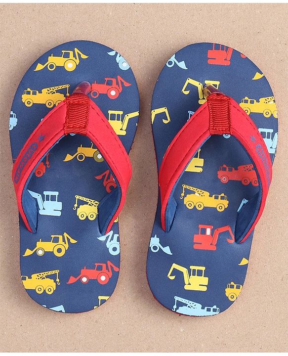 Cute Walk by Babyhug Slip On Flip Flops JCB Print - Blue