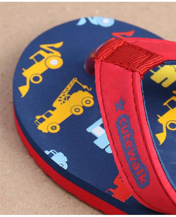 Cute Walk by Babyhug Slip On Flip Flops JCB Print - Blue