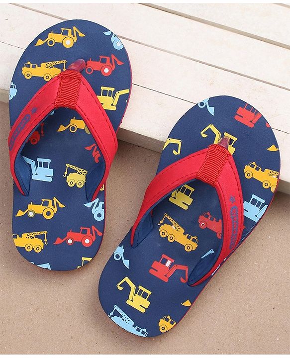 Cute Walk by Babyhug Slip On Flip Flops JCB Print - Blue