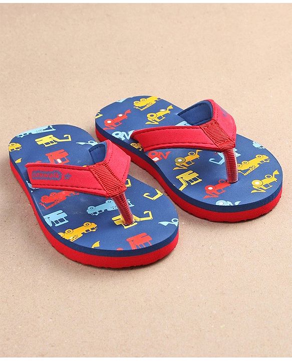 Cute Walk by Babyhug Slip On Flip Flops JCB Print - Blue