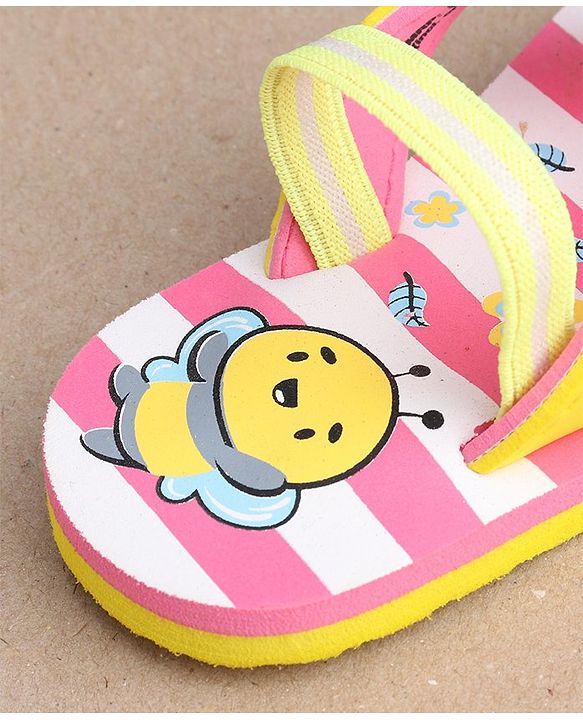 Cute Walk by Babyhug Slip On Flip Flops Stripes & Bee Print-  Pink