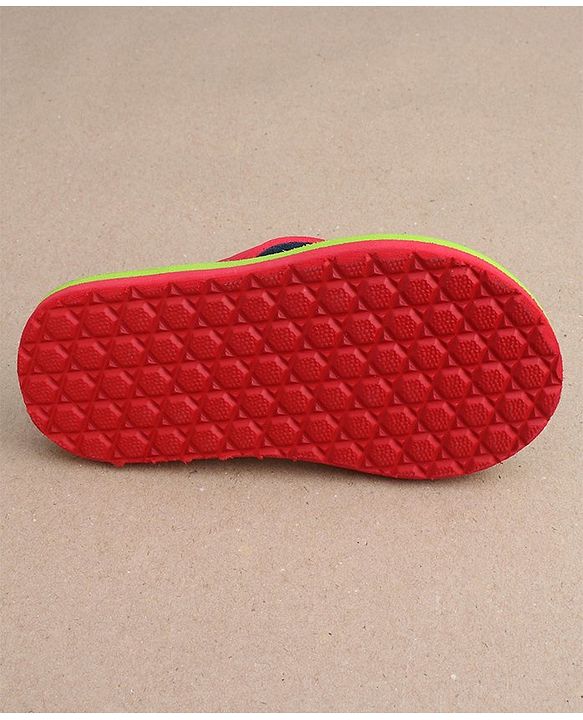 Cute Walk by Babyhug Slip On Flip Flops with Monster Print - Red & Green