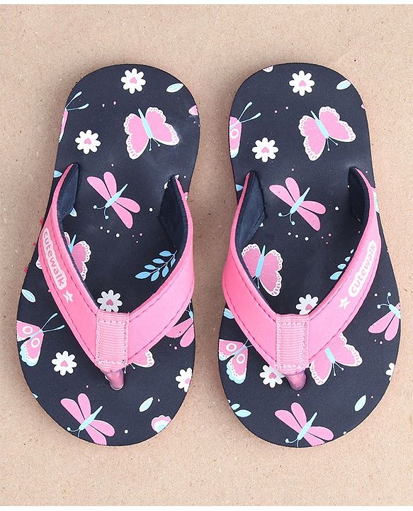 Cute Walk by Babyhug Slip On Flip Flops With Butterfly Print-  Blue