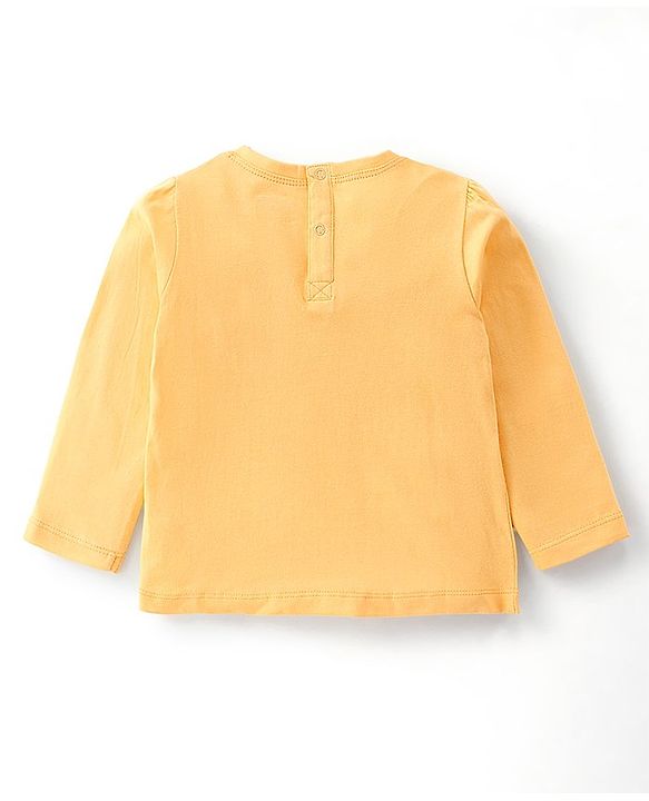 Babyhug Cotton Knit Full Sleeves T-Shirt Text Graphic Print - Yellow