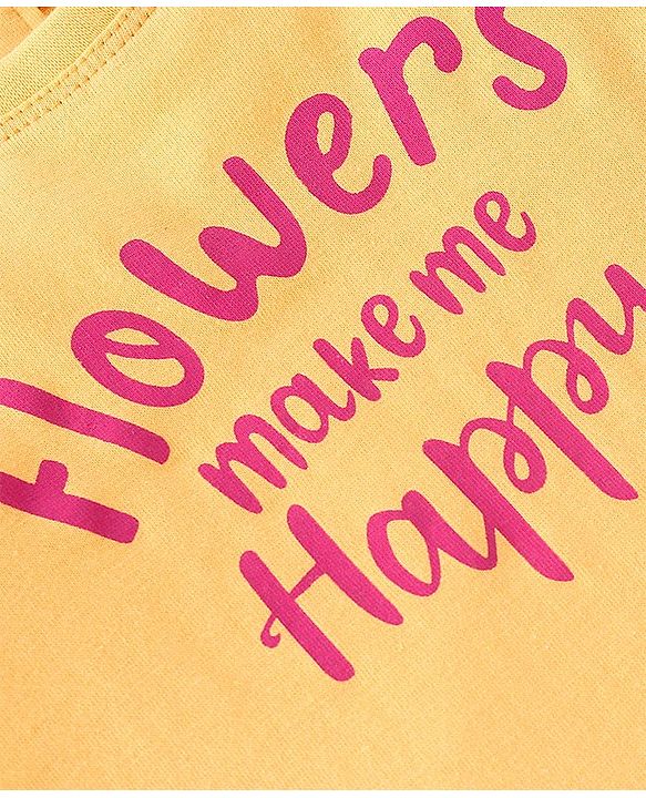 Babyhug Cotton Knit Full Sleeves T-Shirt Text Graphic Print - Yellow