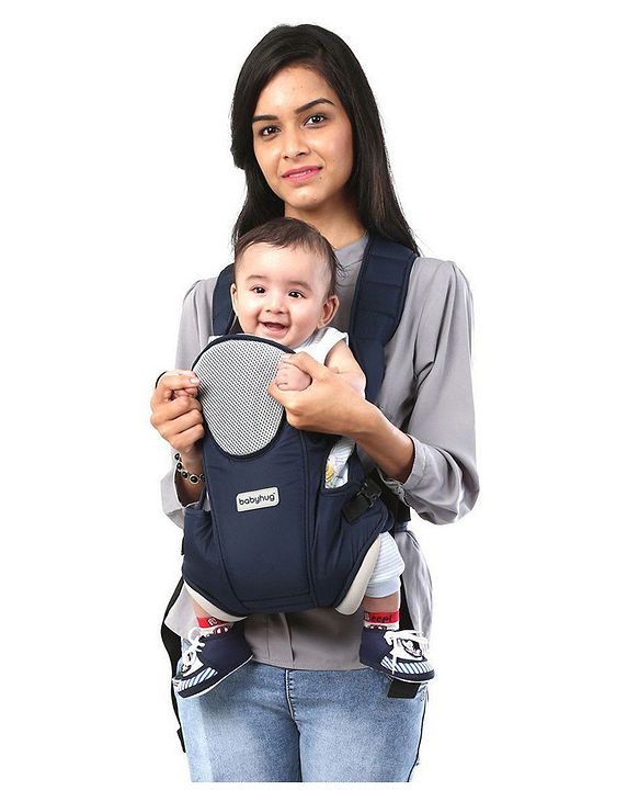 Babyhug  First Blossom 3-in-1 Baby Carrier: Ergonomic with breathable mesh, Padded straps, Cushioned leg openings, and versatile carrying positions for ultimate baby comfort and Parent convenience-Blue
