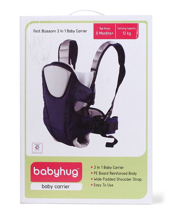 Babyhug  First Blossom 3-in-1 Baby Carrier: Ergonomic with breathable mesh, Padded straps, Cushioned leg openings, and versatile carrying positions for ultimate baby comfort and Parent convenience-Blue