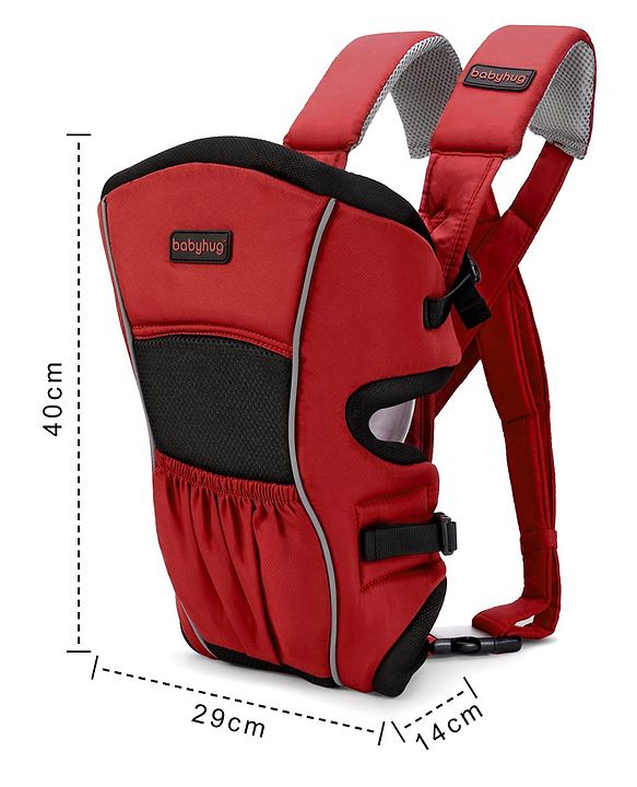 Babyhug  Embrace 2-in-1 Ergonomic Baby Carrier with Detachable Bib: Lightweight, Compact, Breathable, For newborns and toddlers, Offering front and inward carrying positions with padded straps for ultimate comfort and safety-Red