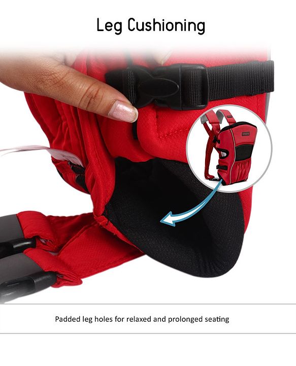 Babyhug  Embrace 2-in-1 Ergonomic Baby Carrier with Detachable Bib: Lightweight, Compact, Breathable, For newborns and toddlers, Offering front and inward carrying positions with padded straps for ultimate comfort and safety-Red