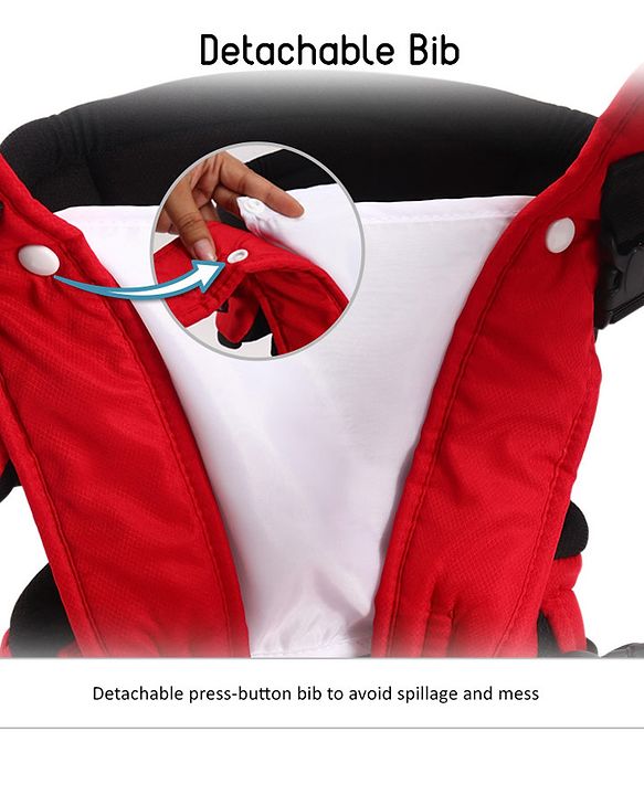 Babyhug  Embrace 2-in-1 Ergonomic Baby Carrier with Detachable Bib: Lightweight, Compact, Breathable, For newborns and toddlers, Offering front and inward carrying positions with padded straps for ultimate comfort and safety-Red