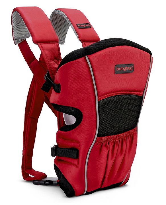 Babyhug  Embrace 2-in-1 Ergonomic Baby Carrier with Detachable Bib: Lightweight, Compact, Breathable, For newborns and toddlers, Offering front and inward carrying positions with padded straps for ultimate comfort and safety-Red