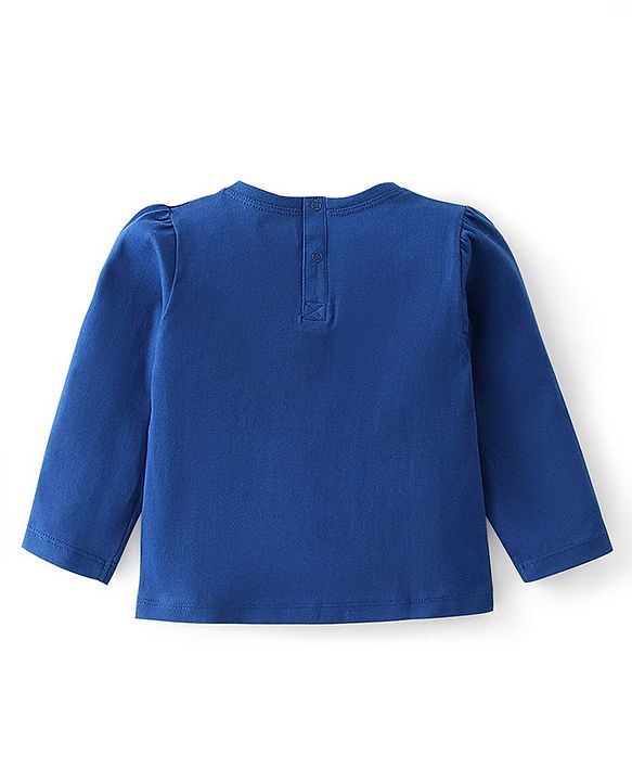 Babyhug 100% Cotton Knit Full Sleeves Top With Text Graphics - Navy Blue