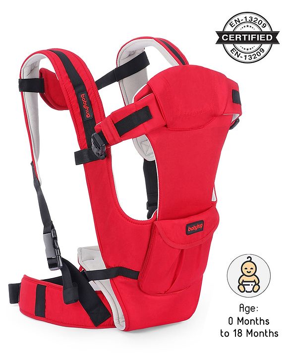 Babyhug Joy Bundle 4-in-1 Premium Baby Carrier : Lightweight, Breathable, Ergonomic design, 4 carrying positions, Head and neck support, Storage pocket, and Adjustable straps for babies up to 12 kg-Red