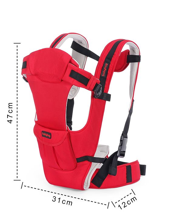 Babyhug Joy Bundle 4-in-1 Premium Baby Carrier : Lightweight, Breathable, Ergonomic design, 4 carrying positions, Head and neck support, Storage pocket, and Adjustable straps for babies up to 12 kg-Red