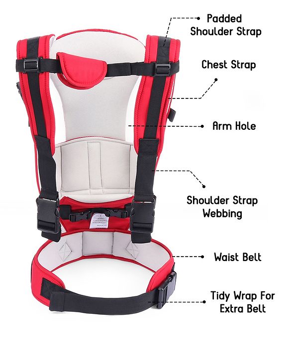 Babyhug Joy Bundle 4-in-1 Premium Baby Carrier : Lightweight, Breathable, Ergonomic design, 4 carrying positions, Head and neck support, Storage pocket, and Adjustable straps for babies up to 12 kg-Red