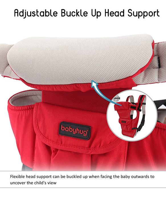 Babyhug Joy Bundle 4-in-1 Premium Baby Carrier : Lightweight, Breathable, Ergonomic design, 4 carrying positions, Head and neck support, Storage pocket, and Adjustable straps for babies up to 12 kg-Red