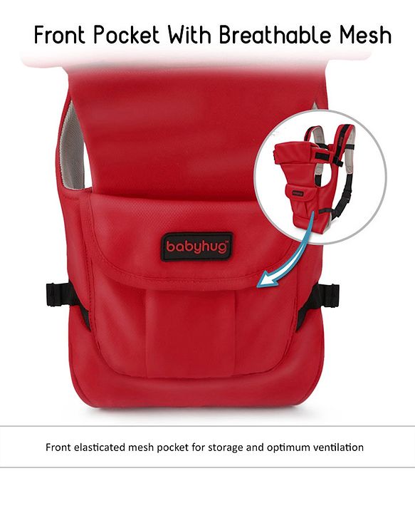 Babyhug Joy Bundle 4-in-1 Premium Baby Carrier : Lightweight, Breathable, Ergonomic design, 4 carrying positions, Head and neck support, Storage pocket, and Adjustable straps for babies up to 12 kg-Red
