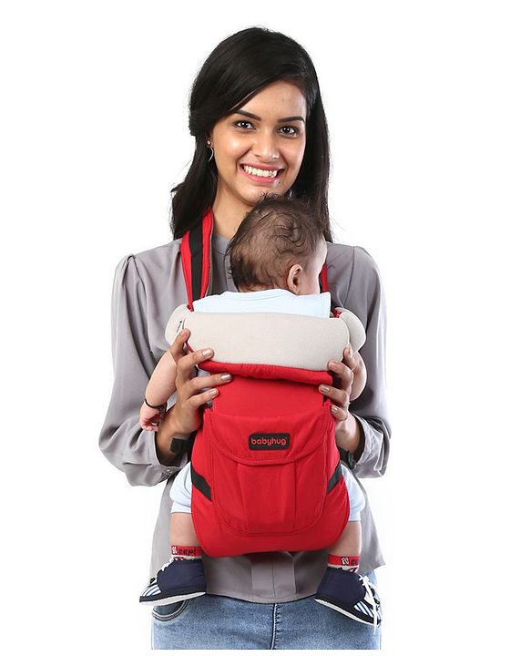 Babyhug Joy Bundle 4-in-1 Premium Baby Carrier : Lightweight, Breathable, Ergonomic design, 4 carrying positions, Head and neck support, Storage pocket, and Adjustable straps for babies up to 12 kg-Red