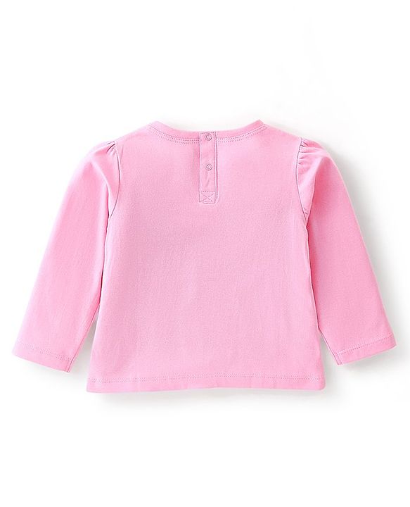 Babyhug 100% Cotton Knit Full Sleeves Top With Marine Life Graphics - Pink