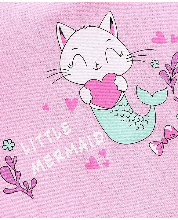 Babyhug 100% Cotton Knit Full Sleeves Top With Marine Life Graphics - Pink