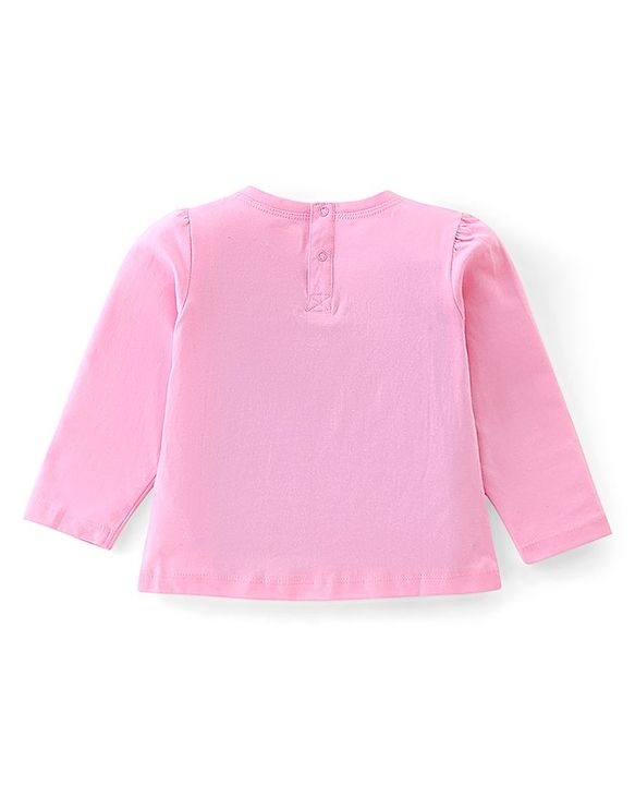 Babyhug 100% Cotton Knit Full Sleeves Top With Kitty Graphics - Pink