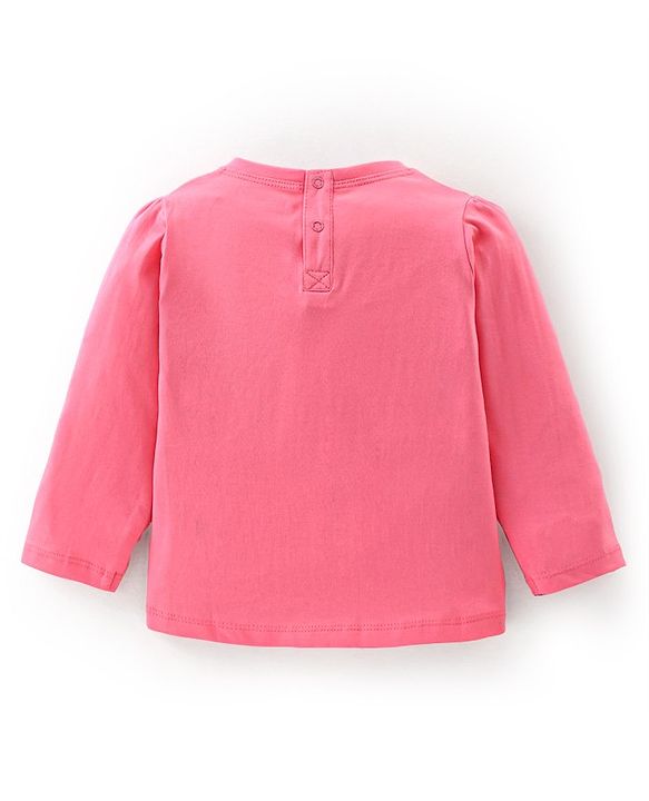 Babyhug 100% Cotton Knit Full Sleeves T-Shirt With Text Graphics - Pink