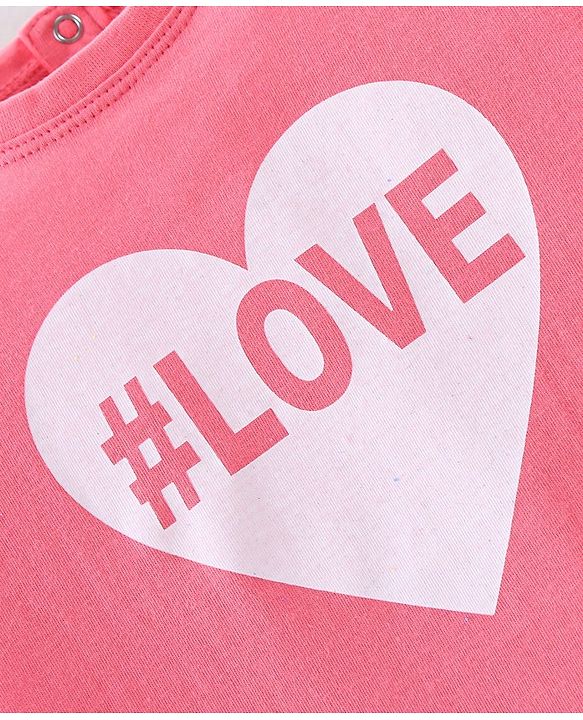 Babyhug 100% Cotton Knit Full Sleeves T-Shirt With Text Graphics - Pink