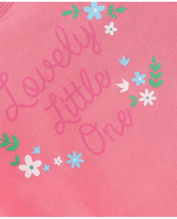 Babyhug 100% Cotton Full Sleeves T-Shirt With Floral Graphics- Pink