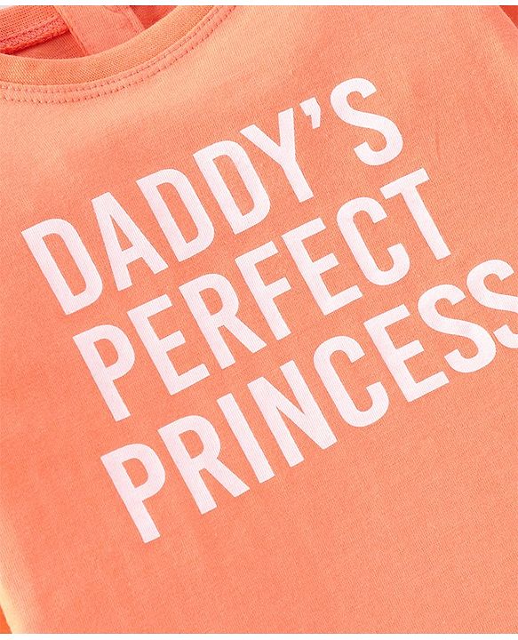 Babyhug Cotton Knit Full Sleeves T-Shirt with Text Graphics Print - Orange