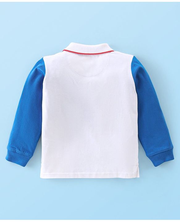 Babyhug 100% Cotton Knit Full Sleeves Polo T-Shirt with Text Graphics - Multicolor