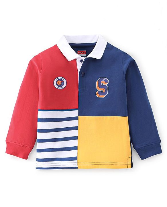 Babyhug 100% Cotton Knit Full Sleeves Collared T-Shirt with Graphics - Multicolour
