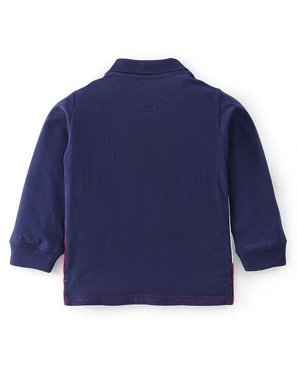 Babyhug 100% Cotton Knit Full Sleeves Polo T-Shirt with Trophy Graphics - Multicolor