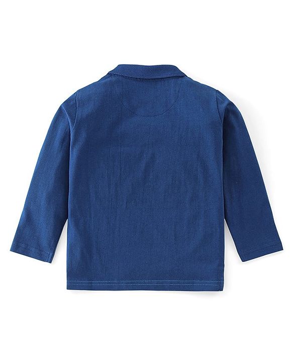 Babyhug Cotton Knit Full Sleeves Striped T-Shirt - Navy Blue