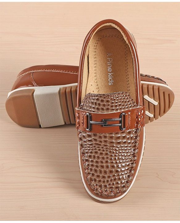 Pine Kids Slip On Style Formal Shoes - Brown
