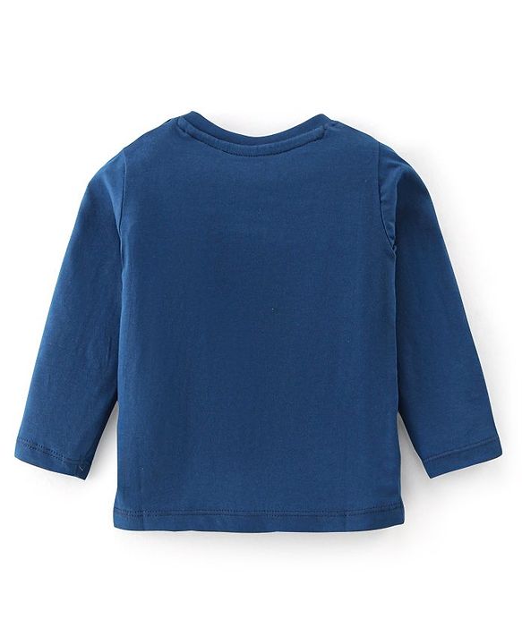 Babyhug 100% Cotton Knit Full Sleeves T-Shirt With Tiger Print - Navy Blue