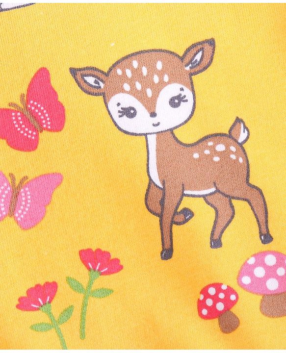 Babyhug Cotton Knit Full Sleeves Butterfly & Deer Printed Sweatshirt - Mustard Yellow