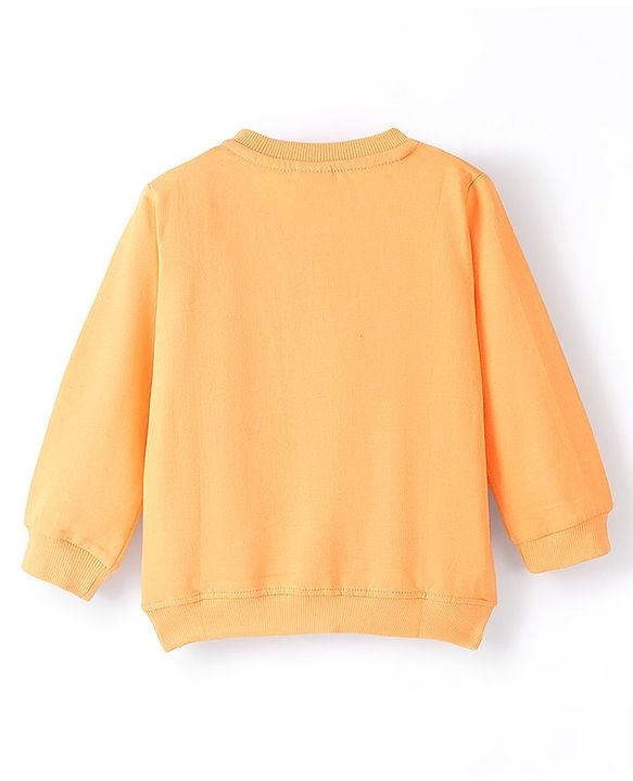 Babyhug 100% Cotton Full Sleeves Sweatshirt with Text & Floral Graphics Print - Yellow