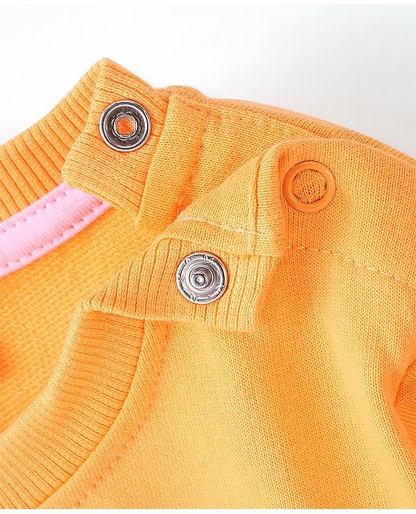 Babyhug 100% Cotton Full Sleeves Sweatshirt with Text & Floral Graphics Print - Yellow